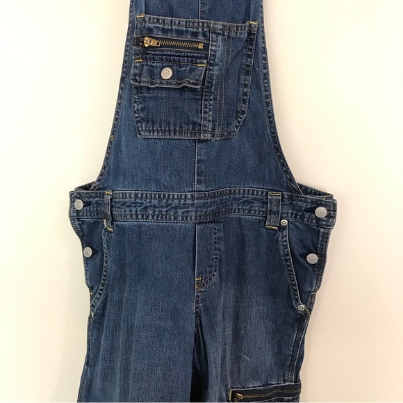 Y2K Old Navy Denim Overalls | 2003 Low Cut Low Rise Cargo Overalls - Picture 4 of 16